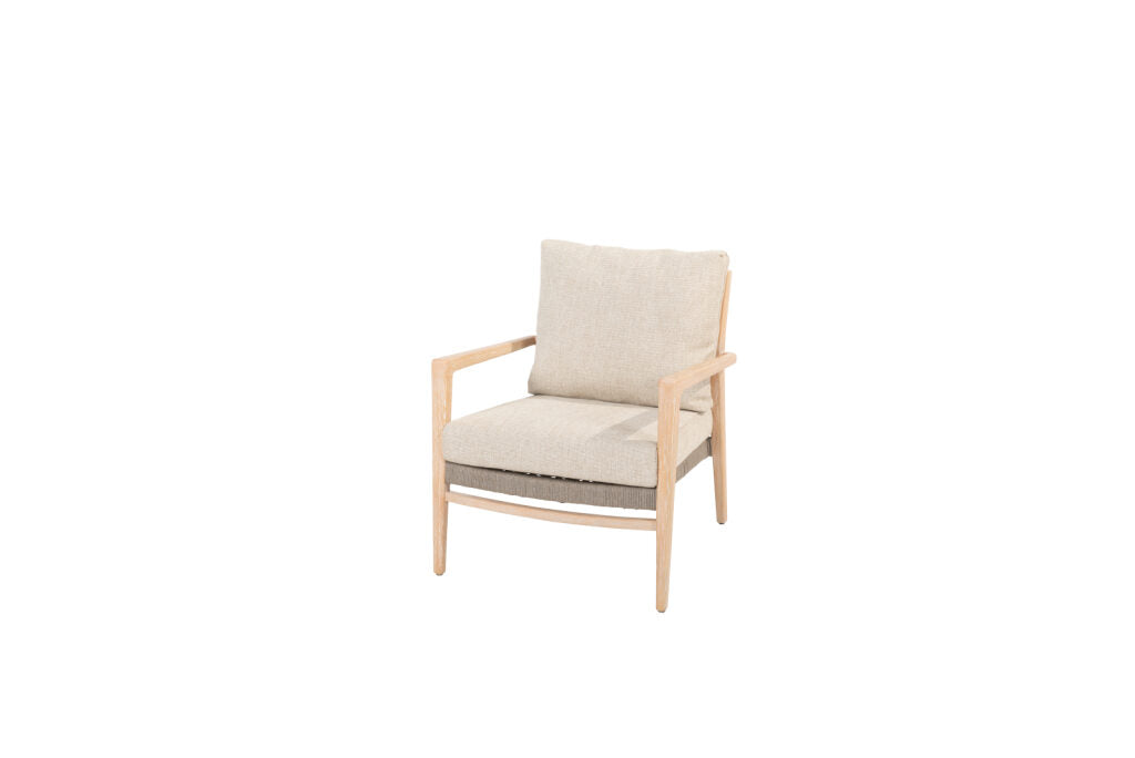 4 Seasons Outdoor Julia low dining stoel brushed teak incl. 2 kussens