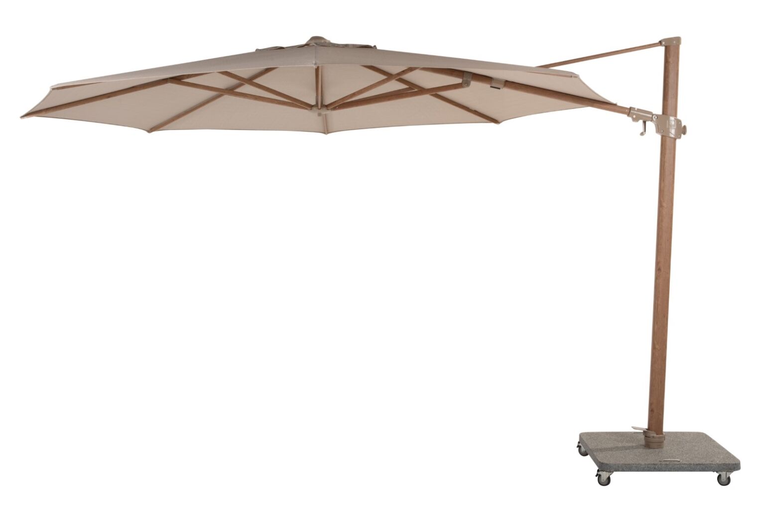 4 Seasons Outdoor Siesta Premium 350 cm. Ø zand met houtlook frame