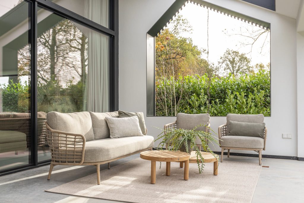 4 Seasons Outdoor Como 3-delige loungeset 1x loungebank Pure 2x loungestoel Pure