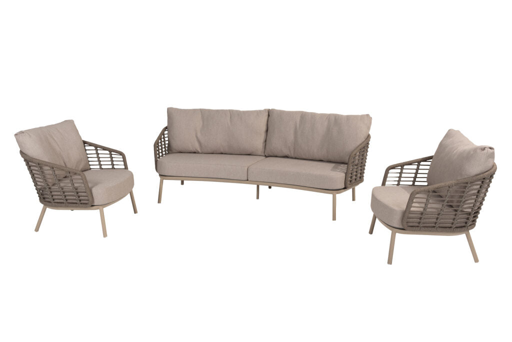 Puglia 3 seater SET: 3-zits loungebank + 2x lounge stoel