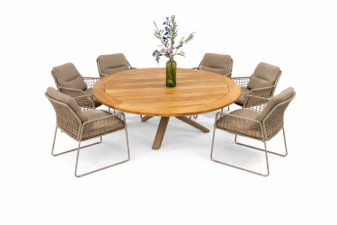 Taste by 4SO 7-delige diningset 6x Albano diningstoel 1x Prado teaktafel latte R160
