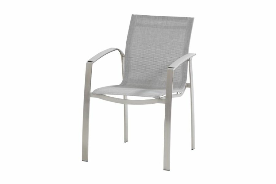 4 Seasons Outdoor Summit stainless steel dining chair Ash Grey Tex
