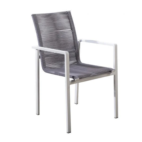 Yoi Ishi stackable dining chair alu white/rope light grey