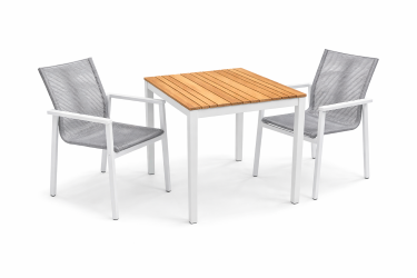 Yoi 3-delige set 2x Ish stapelbare stoel 1x Arashi tafel 76x76 wit