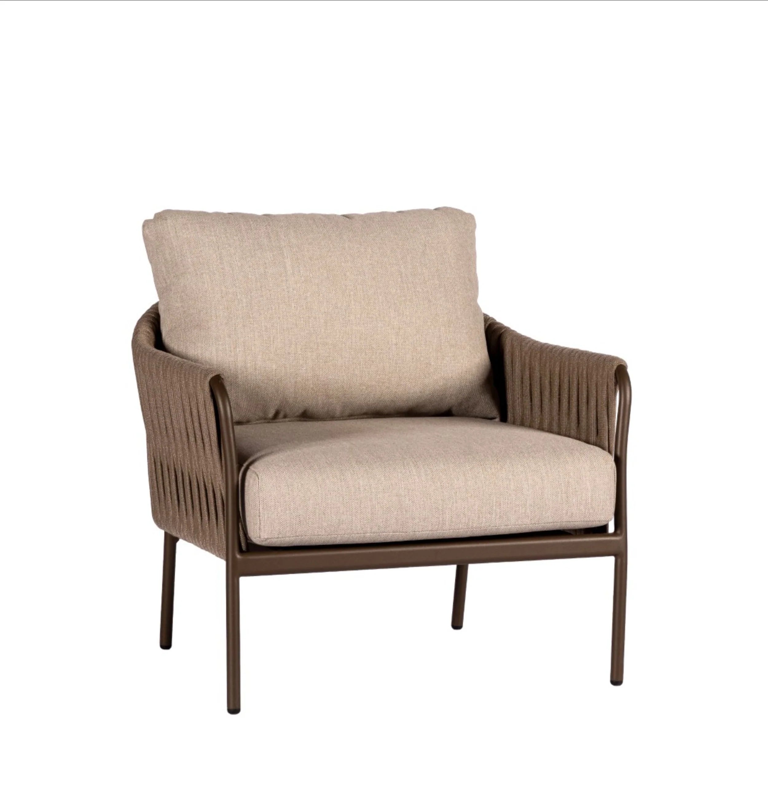 Yoi Hydra lounge chair alu bronzebelt toffeeflax beige AW