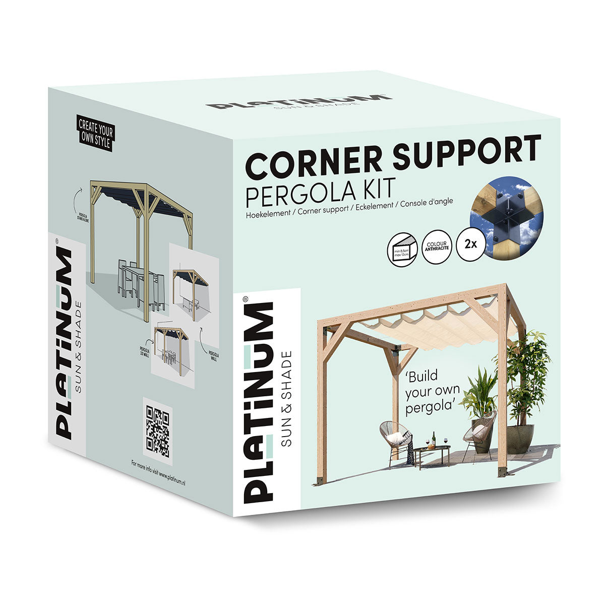 Platinum Pergola Kit - Corner support Staal Zwart