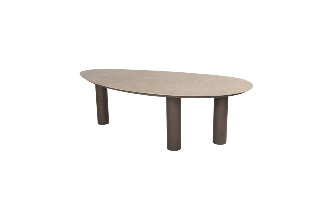 4 Seasons Outdoor Arizona tafel met kiezelvormig keramisch blad in zandkleur 240 x 120 cm