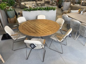 4 Seasons Outdoor 7-delige Dining set 6x Veneto dining stoel Terre 1x Prado Teaktafel R160cm Terre