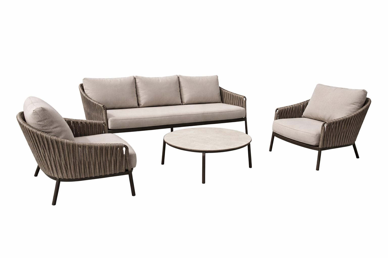 YOI Hydra Lounge Set 3-Zitsbank + 2 Hydra Lounge Stoelen + Vic Salon tafel R73x35 cm