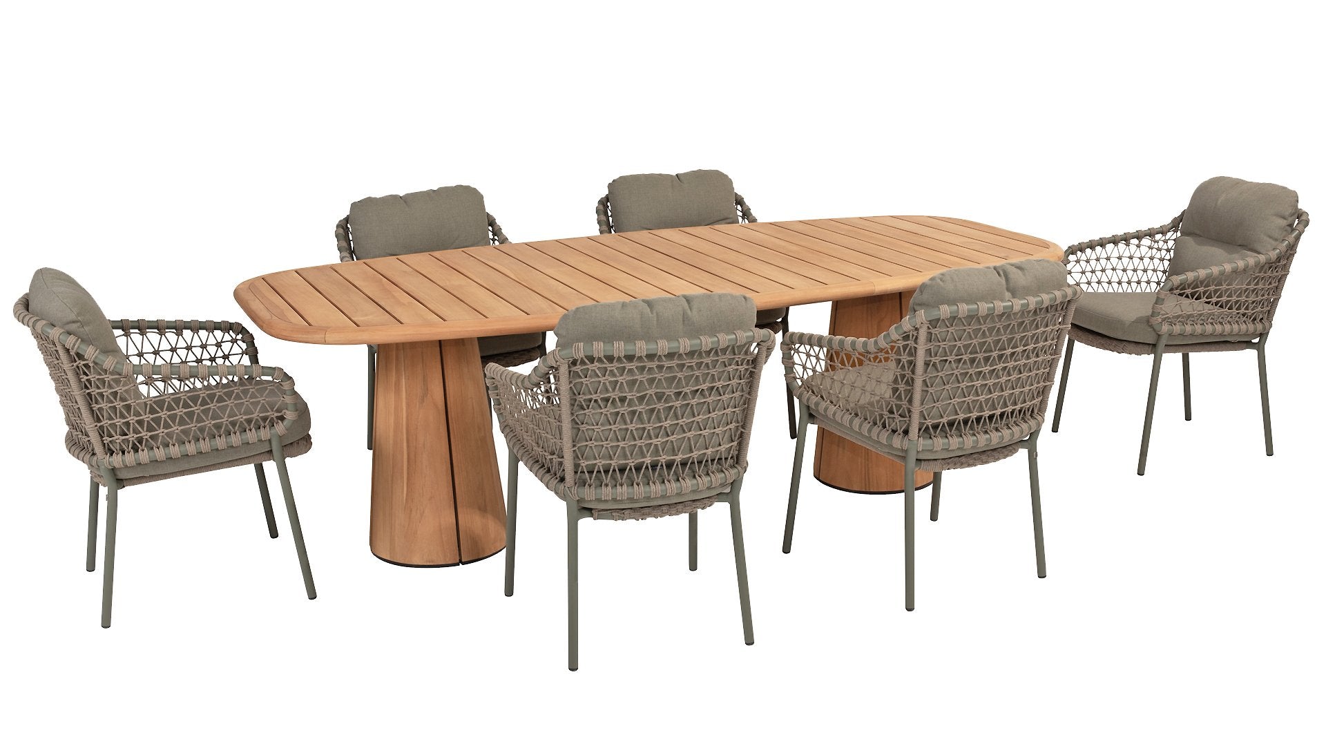 4 Seasons Outdoor Dining set 6x Jura diningstoel Olive 1x Capri dining tafel hoog