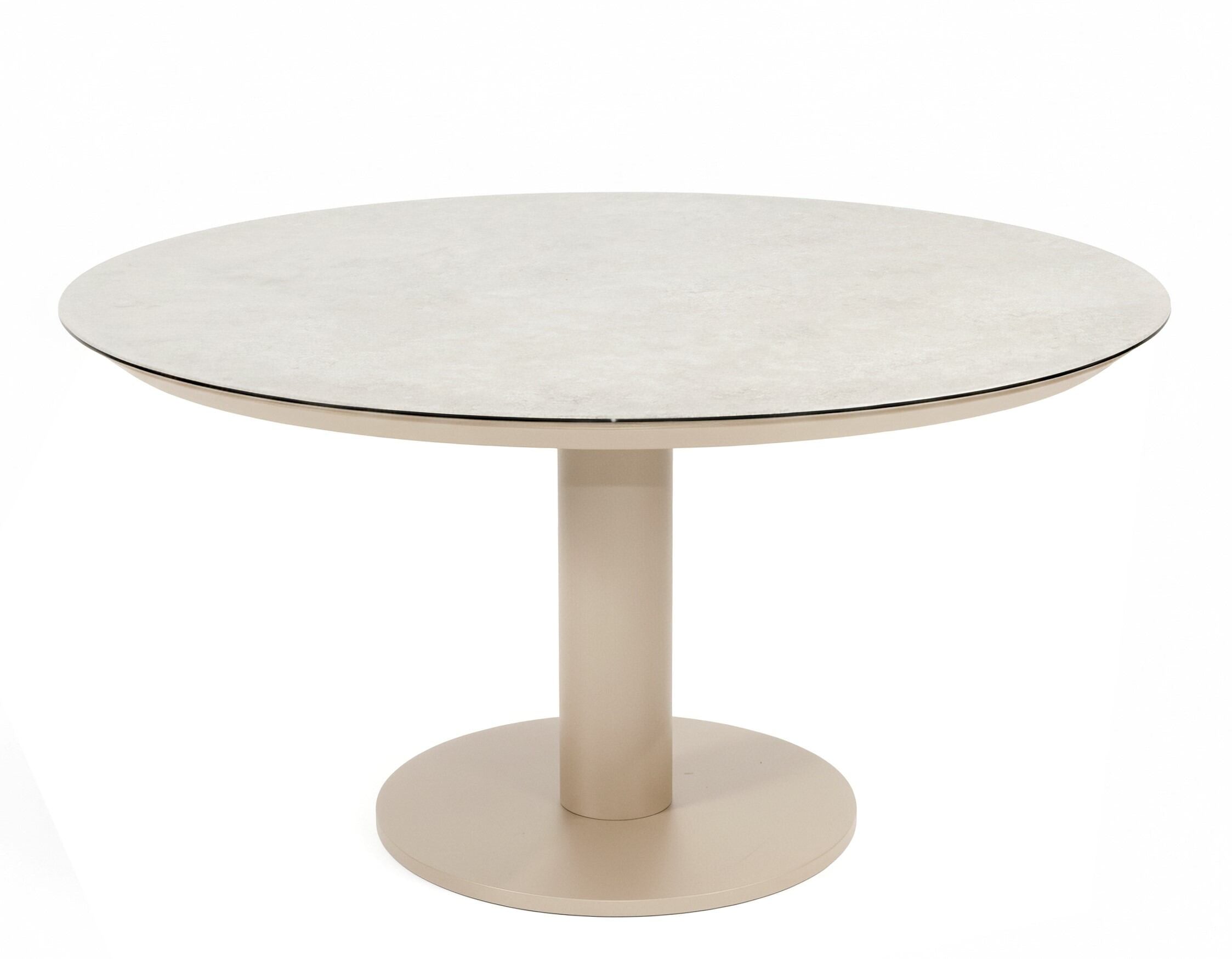 Taste 4SO Sarah low dining tafel latte met printed keramiek top 130 cm Ø