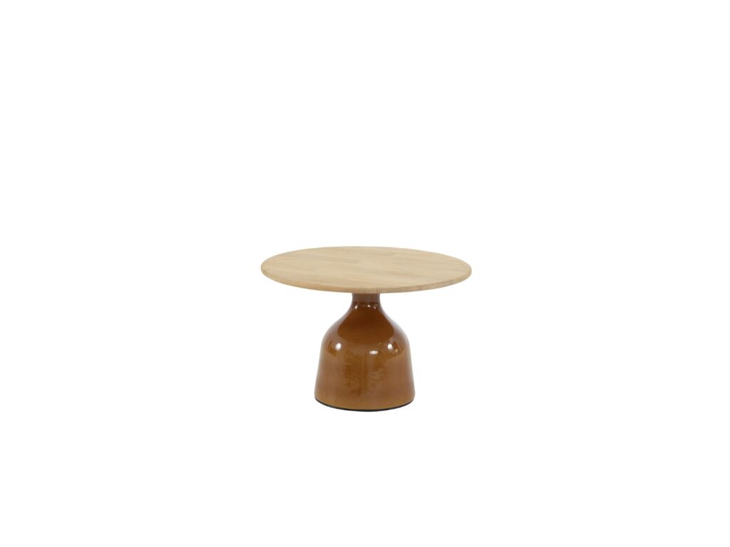 4 Seasons Outdoor June salontafel caramel met teak tafelblad 60 cm Ø (H 40)
