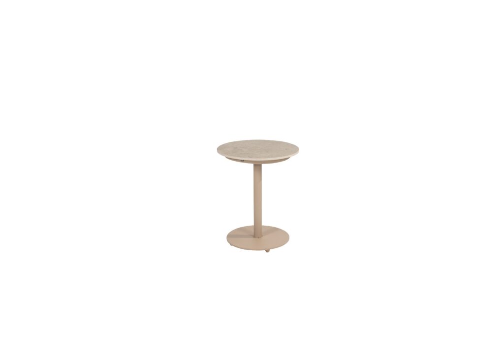4 Seasons Outdoor Boaz bijzettafel met keramisch tafelblad, centrale poot latte 45 cm. Ø (H 55)