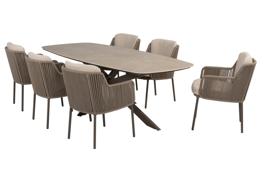Taste by 4 Seasons Outdoor Dining set 6x Bernini Dining stoel 1xPrado dining tafel 240x105 Terre