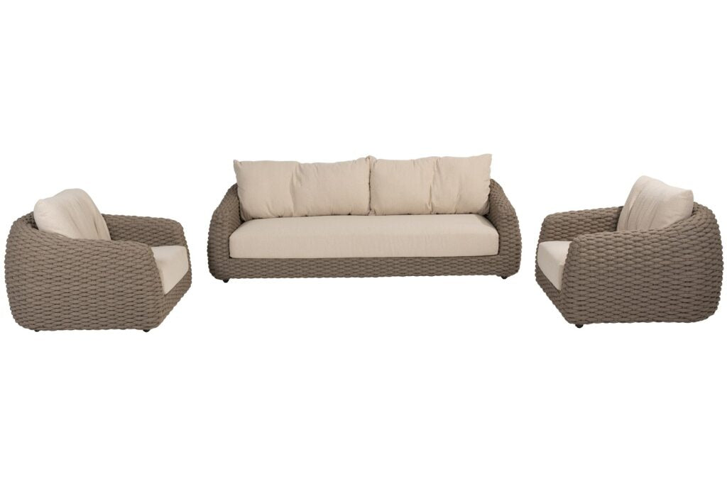 4 Seasons Outdoor Maxime 4-delige lounge set 1x 3-zitsloungebank 2x lounge stoel Terre