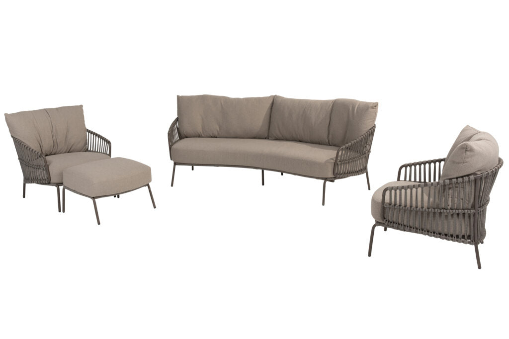 4 Seasons Outdoor Capalbio Loungeset  (4-Delig) 2x Loungestoel 1x voetenbank 1x Loungebank Terre