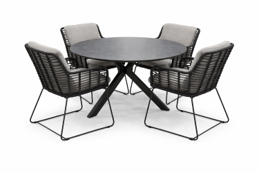 4 Seasons Outdoor 5-delige diningset 4x Fabrice diningset antraciet 1x Locarno tafel antraciet