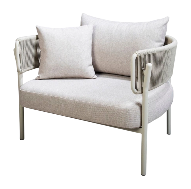 Yoi Camilo lounge chair alu salix/rope salix/flax beige AW