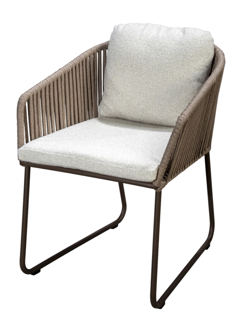 Yoi Calera low dining chair alu bronze/belt toffee/wool white AW