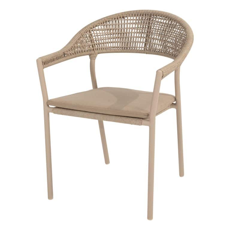 4 Seasons Outdoor Dining set 6x Sienna Dining stoel Terre 1x Prado dining tafel rond 160cm Terre