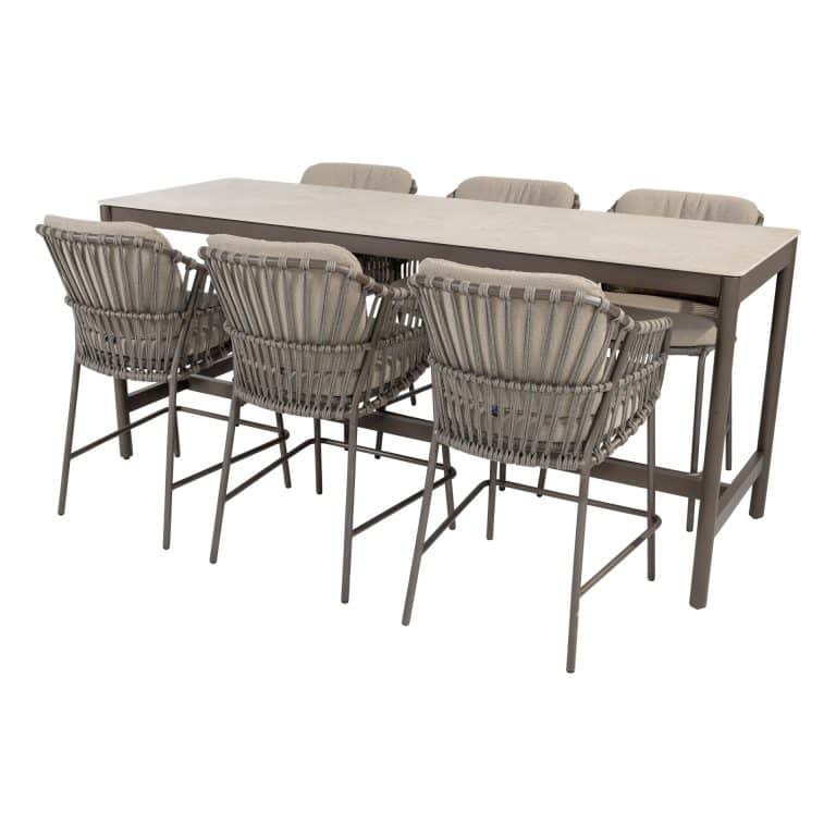 4 Seasons Outdoor Dining set 6x Capalbio High stoel Latte 1x Soho dining tafel hoog Latte