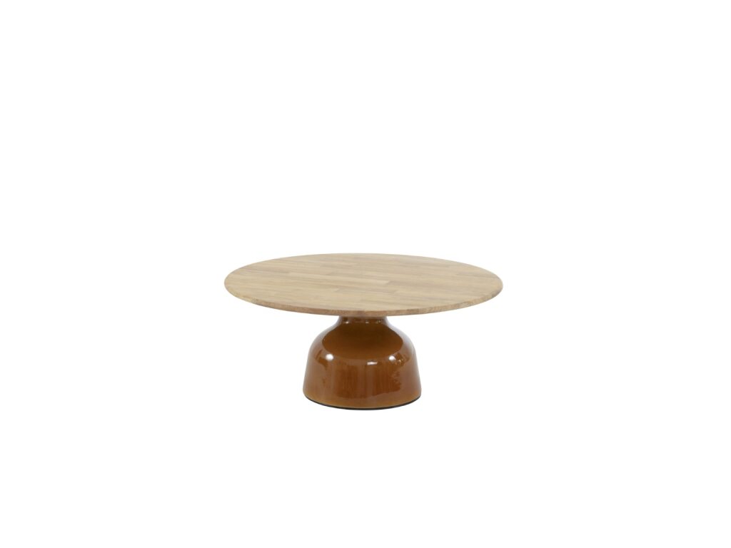 4 Seasons Outdoor June salontafel caramel met teak tafelblad 80 cm Ø (H 35)