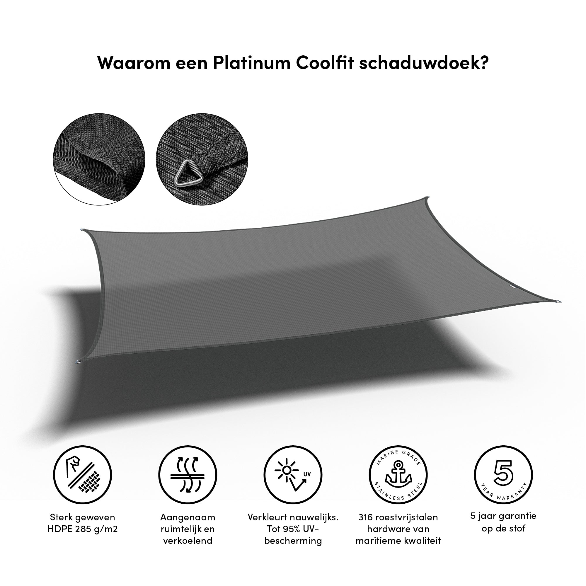 Platinum Schaduw Doek rectangle 400x300 Coolfit Antraciet