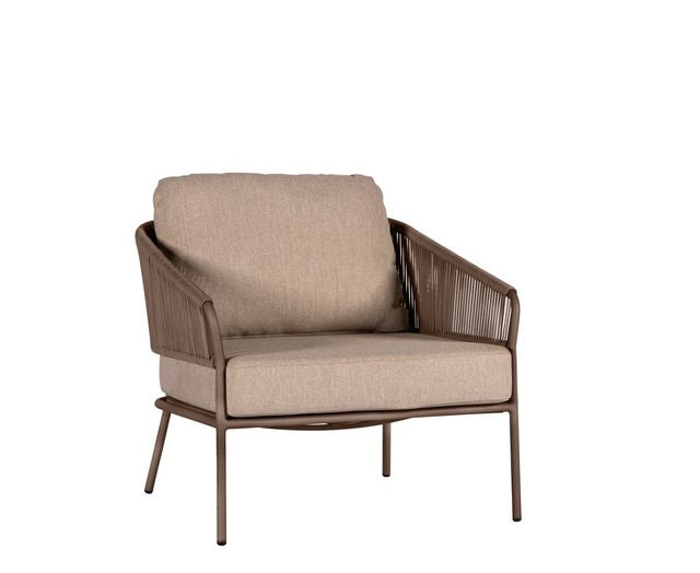 Yoi Forio lounge chair alu bronze/rope toffee/flax beige AW