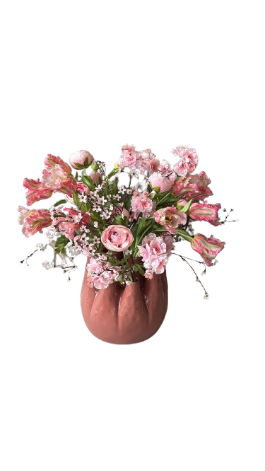 Lukkes Outdoor Vaas Vlinders met roze Tulp/Ranonkol