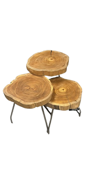 Nika set 3 bijzettafels (Teak/RVS)