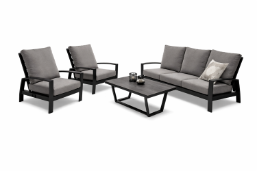 Lukkes Outdoor 4-delige Valencia Loungeset 1x 3-zitsbank 2x loungestoel 1x coffee tafel