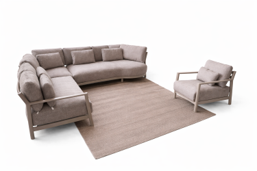 4 Seasons Outdoor 4-delige Mykonos Hoekset + Mykonos Lounge stoel Latte