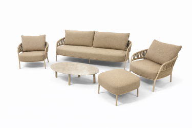 Taste by 4SO Calma 5-delige Loungeset 1x Loungebank 2x Loungestoel 1x Voetenbank 1x coffee tafel Latte