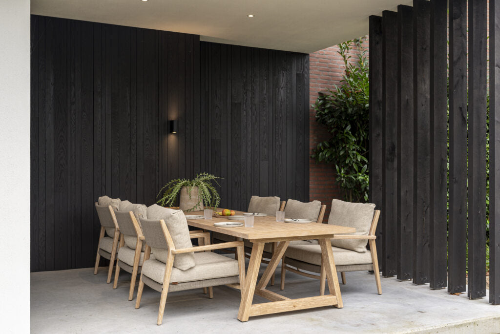 4 Seasons Outdoor Julia low dining stoel brushed teak incl. 2 kussens