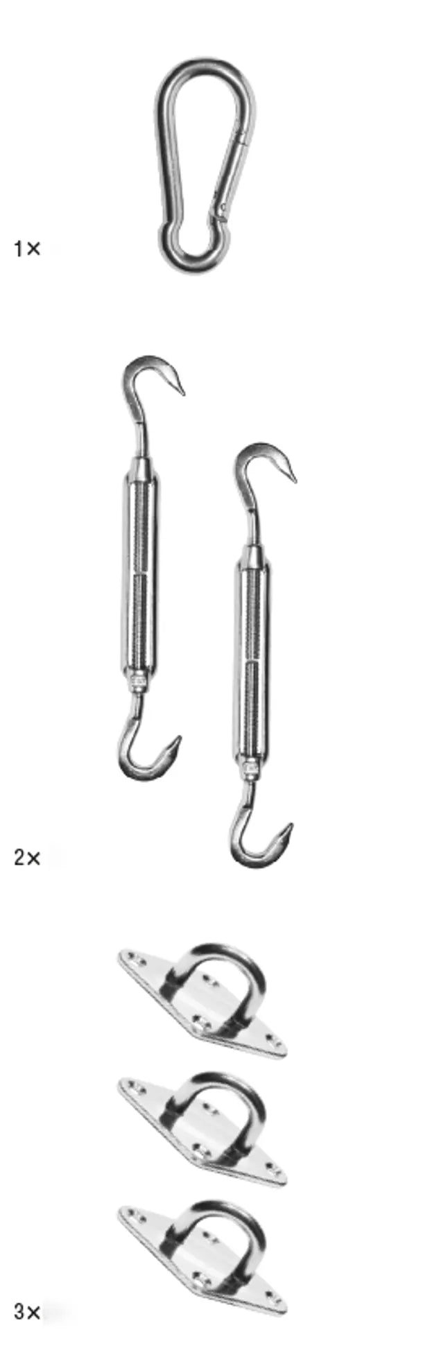 Platinum Mounting set Schaduw Doek Driekhoek RVS 316Chrome