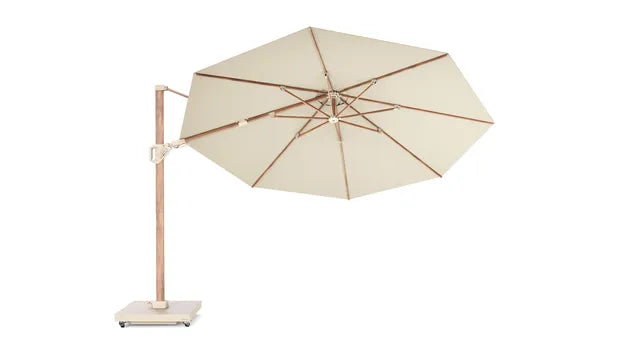 Platinum Challenger T² premium Ø350 Zweefparasol Teak Champagne