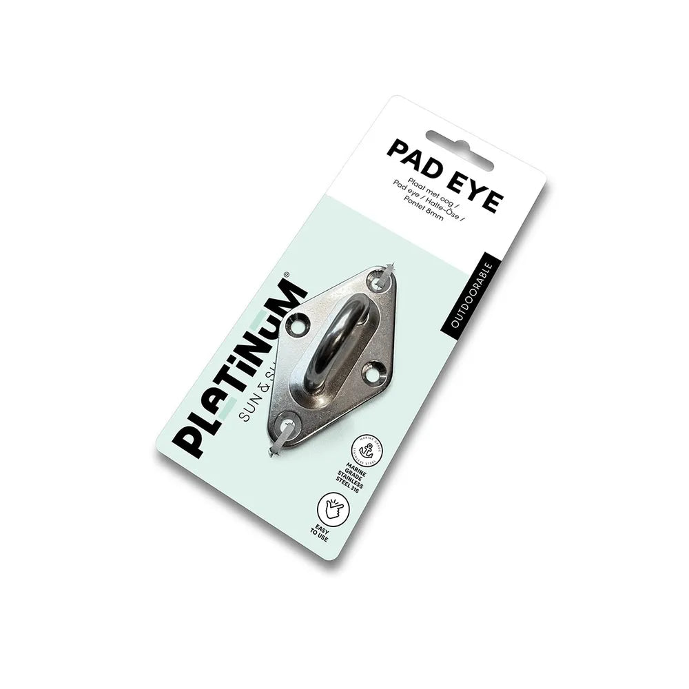 Platinum Plaat met oog 8mm RVS 316 Chroom