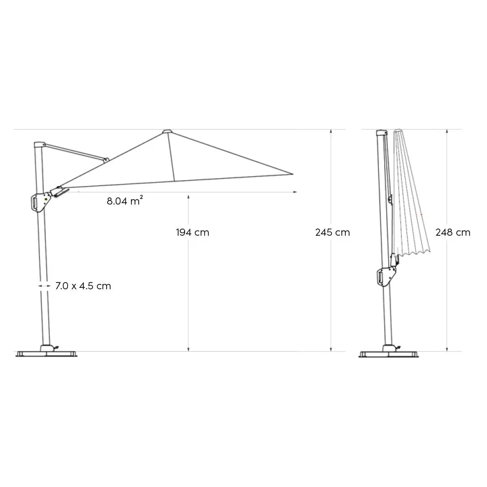 Platinum Voyager T² premium 270x270 Zweefparasol Anthracite Faded black