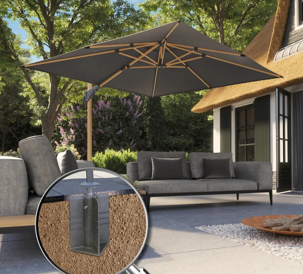Platinum in-ground base voor vrijstaande parasol