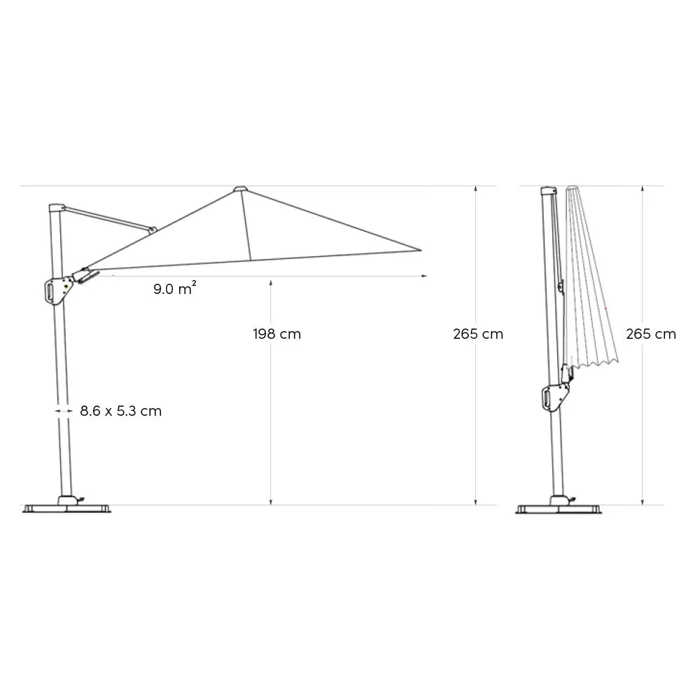 Platinum Challenger T² premium 300x300 Zweefparasol Teak Champagne