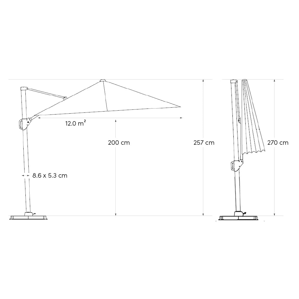 Platinum Challenger T¹ premium 400x300 Zweefparasol Anthracite Havana