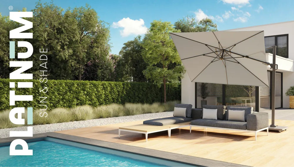 Platinum Challenger T² Premium 260x350 Zweefparasol Sandstone Champagne
