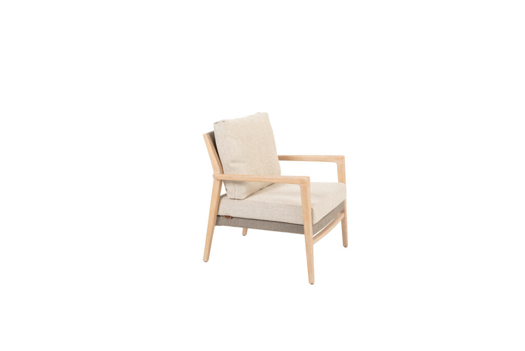 4 Seasons Outdoor Julia low dining stoel brushed teak incl. 2 kussens