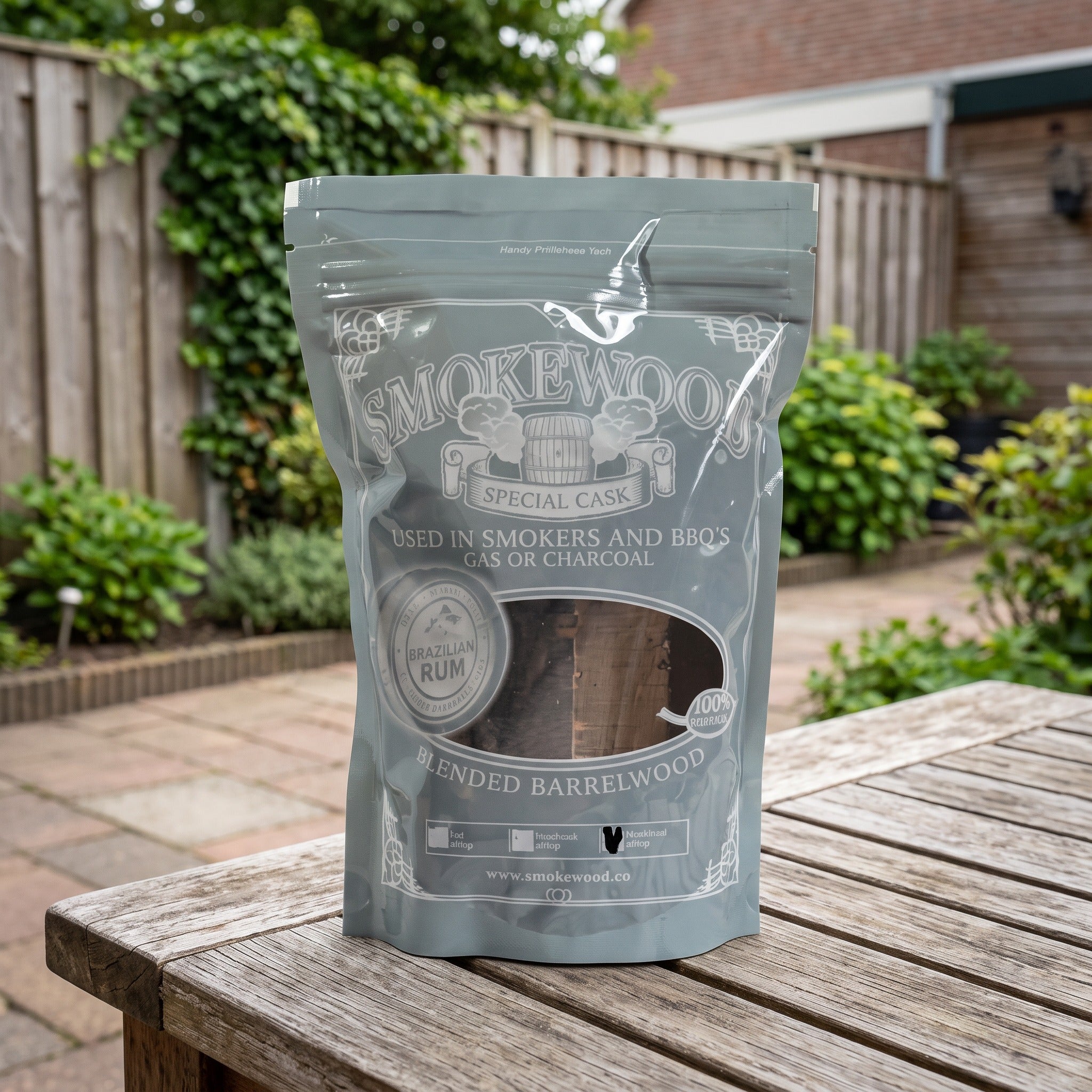 SMOKEWOOD'S BRAZILIAN RUM MINIBLOCKS in een Nederlandse tuinomgeving