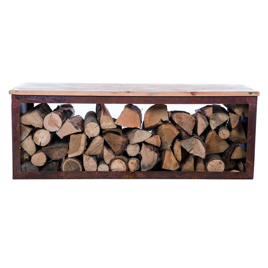 Red Fire Wood storage bench