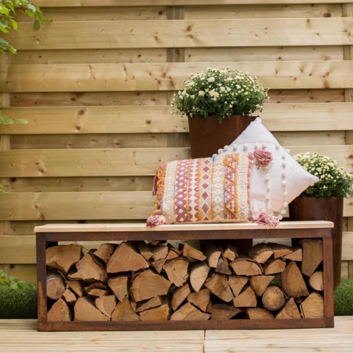 Red Fire Wood storage bench